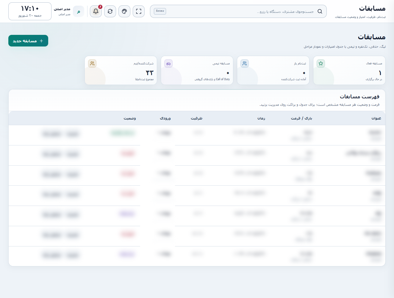 مسابقات در Gamenet center